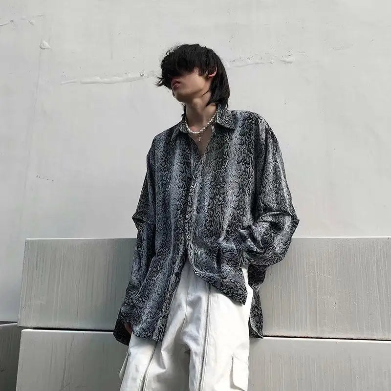 Snakeskin Pattern Shirt Men And Women Loose Drape Personalized Top Trendy Beyond Trends Hub