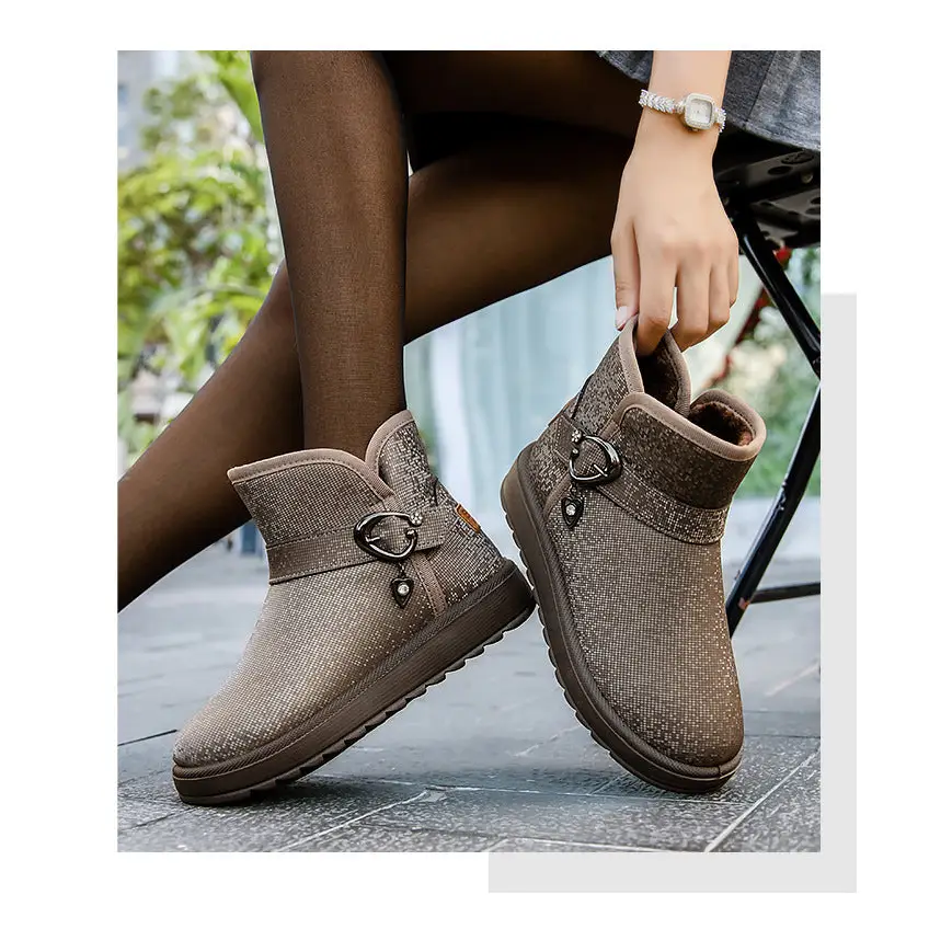 Snow Boots Women Winter Fleece-lined Thicken One Pedal Cotton Shoes Women Ankle Boots Beyond Trends Hub