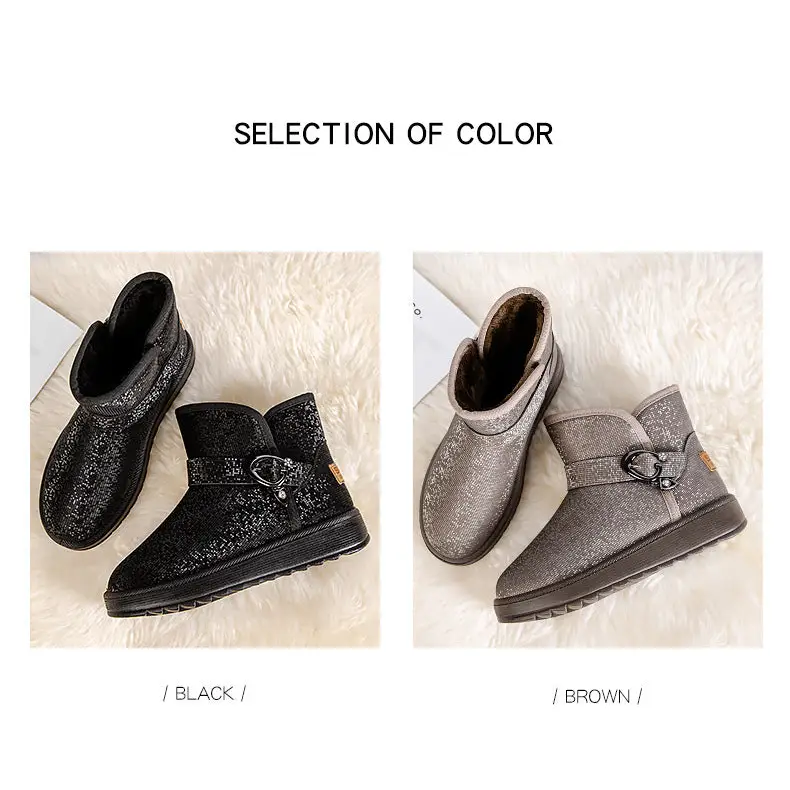 Snow Boots Women Winter Fleece-lined Thicken One Pedal Cotton Shoes Women Ankle Boots Beyond Trends Hub