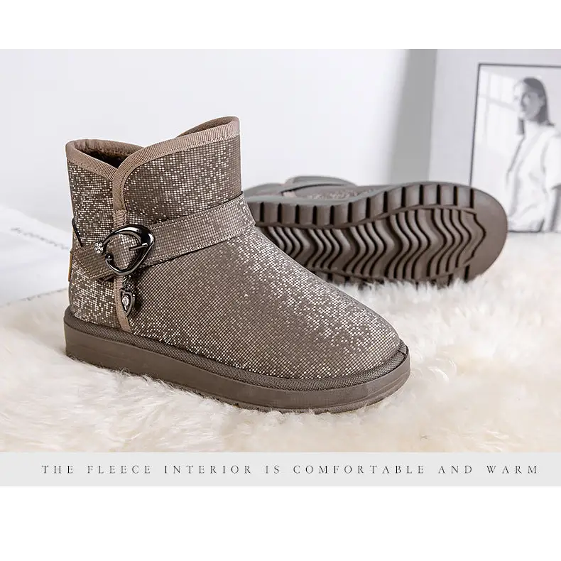 Snow Boots Women Winter Fleece-lined Thicken One Pedal Cotton Shoes Women Ankle Boots Beyond Trends Hub
