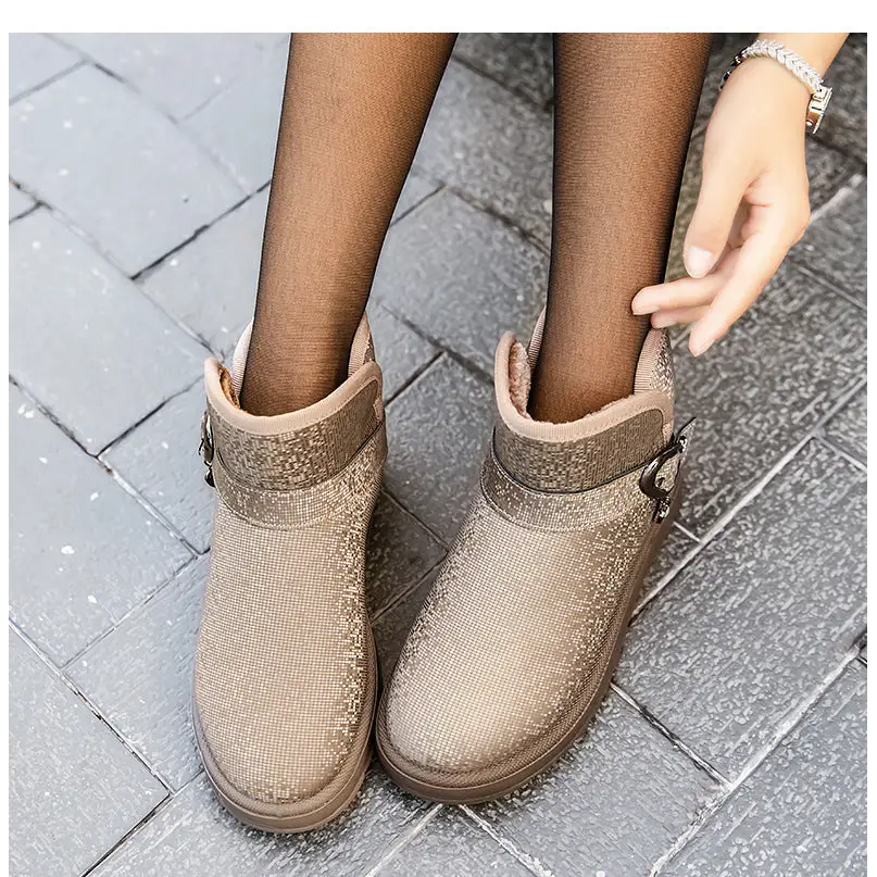 Snow Boots Women Winter Fleece-lined Thicken One Pedal Cotton Shoes Women Ankle Boots Beyond Trends Hub