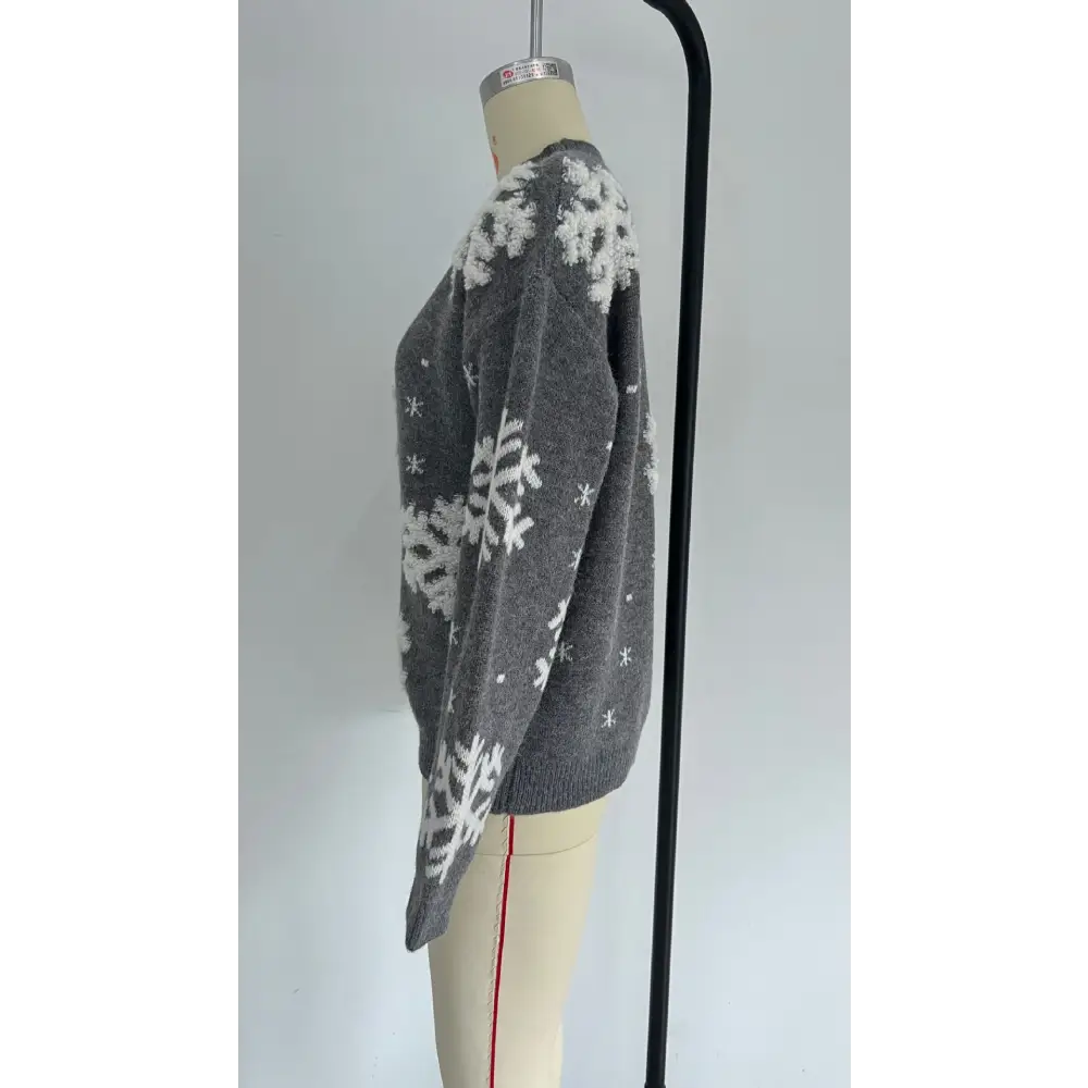 Snowflake Towel Embroidery Half-high Collar Long Sleeves Women's Christmas Sweater Beyond Trends Hub