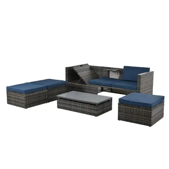 Sofa With Chaise Longue - Dark gray - 5