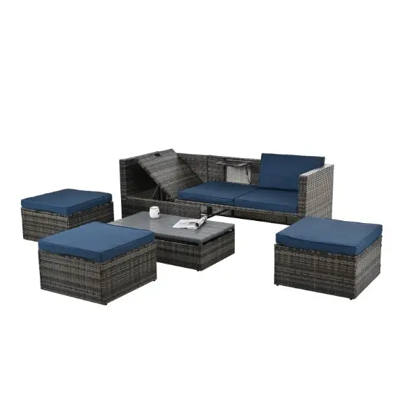 Sofa With Chaise Longue - Dark gray - 5