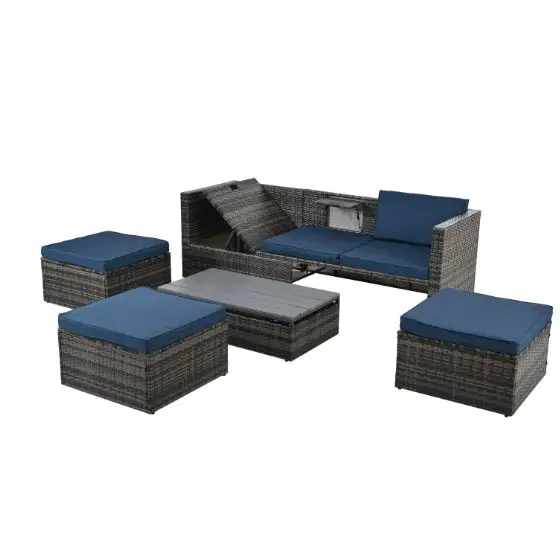 Sofa With Chaise Longue - Dark gray - 5