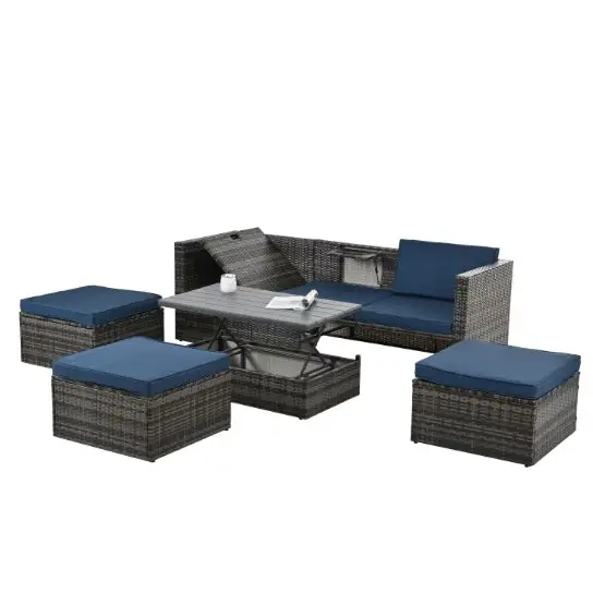 Sofa With Chaise Longue - Dark gray - 5