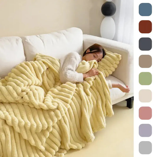 Soft Wind Bubble Velvet Blanket Warm Solid Rabbit Fur Blankets Double-sided Thickening Cover Throw Warm Fur Blanket Beyond Trends Hub