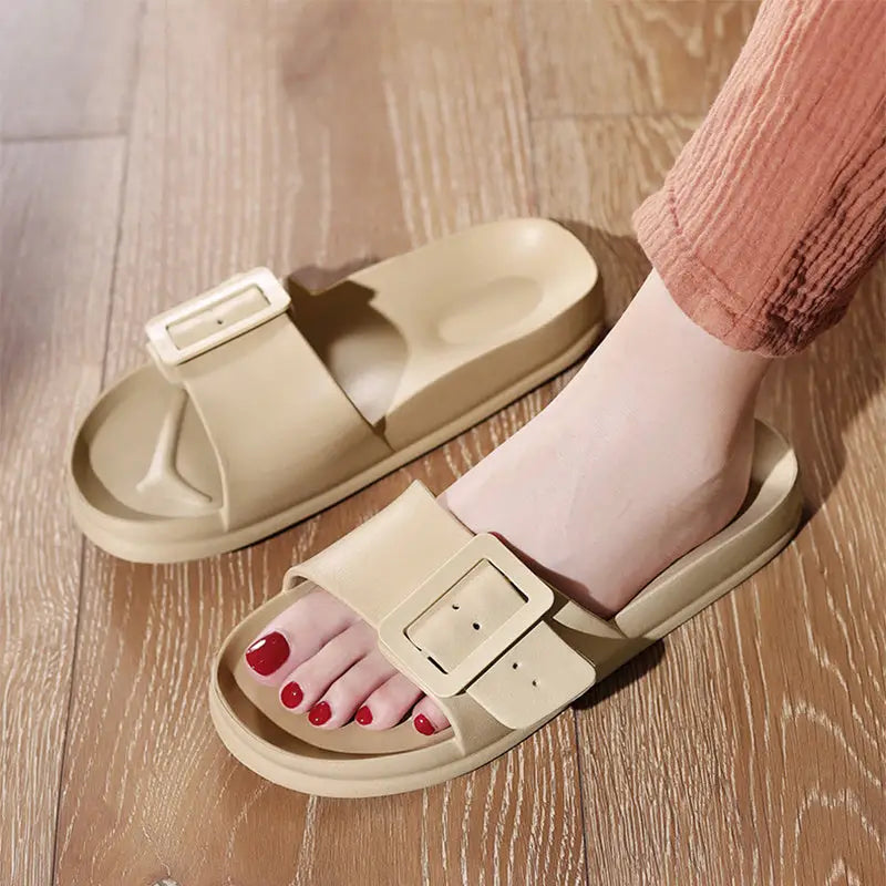 Solid Buckle Home Slippers Summer Non-slip Floor Bathroom Slipper Women Garden House Shoes Beyond Trends Hub