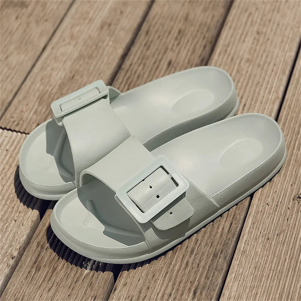 Solid Buckle Home Slippers Summer Non-slip Floor Bathroom Slipper Women Garden House Shoes Beyond Trends Hub