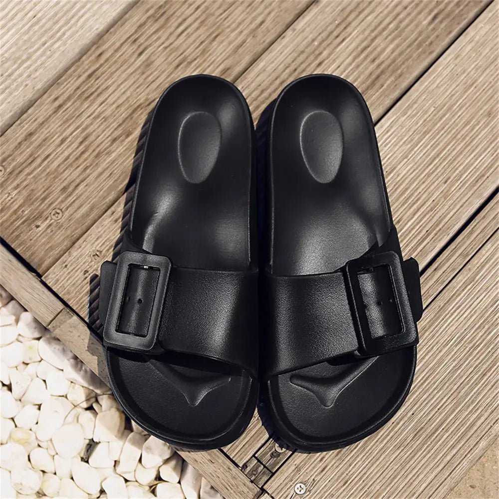 Solid Buckle Home Slippers Summer Non-slip Floor Bathroom Slipper Women Garden House Shoes Beyond Trends Hub