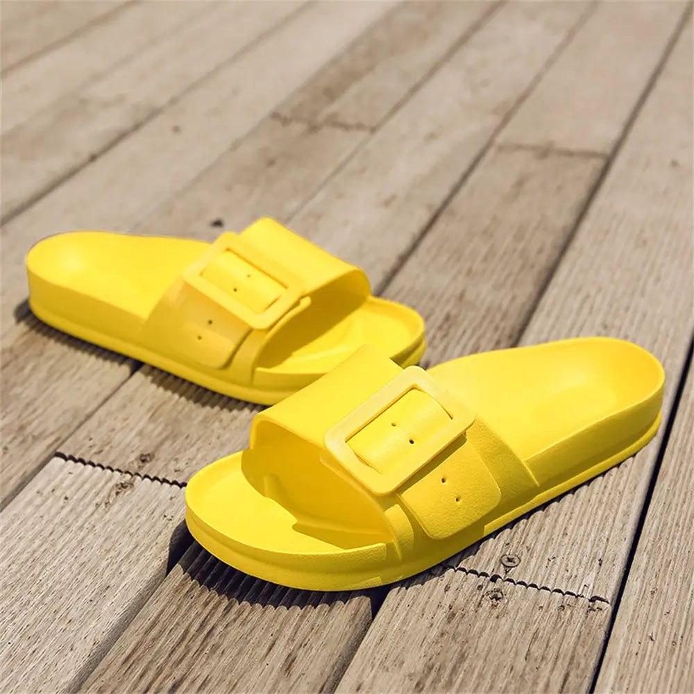 Solid Buckle Home Slippers Summer Non-slip Floor Bathroom Slipper Women Garden House Shoes Beyond Trends Hub