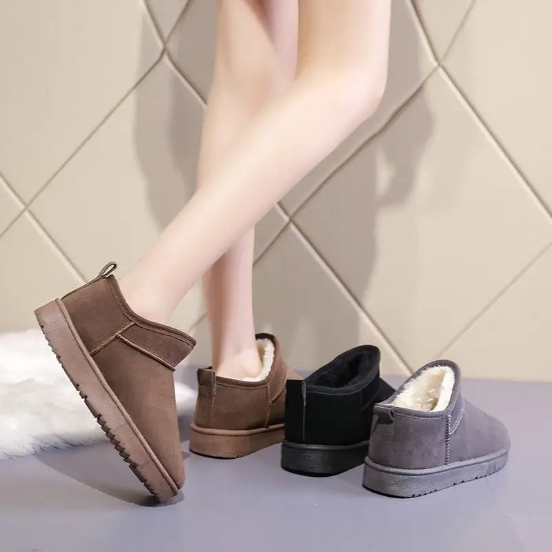 Solid Color Cotton Shoes Casual Sports Short Fleece-lined Boots Beyond Trends Hub