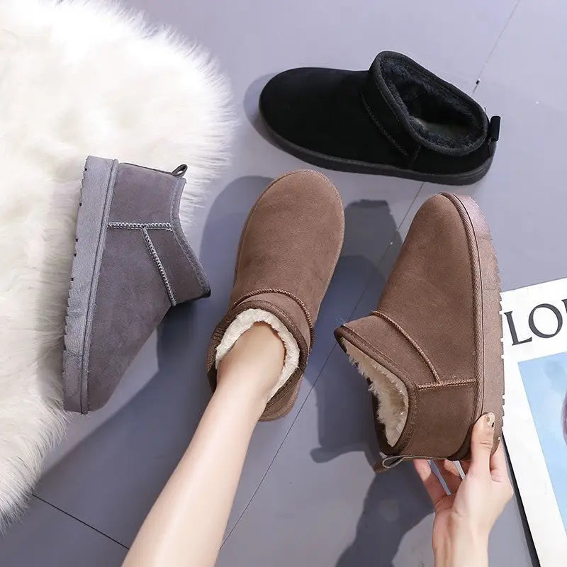 Solid Color Cotton Shoes Casual Sports Short Fleece-lined Boots Beyond Trends Hub