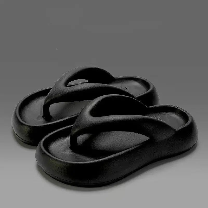 Solid Color Thick-soled Flip-flops Summer Indoor Outdoor Fashion Thong Sandals Casual Holiday Beach Shoes - Beyond Trends Hub 