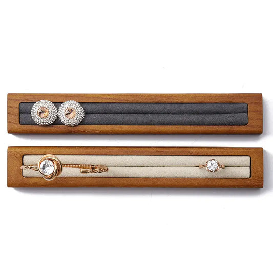 Solid Wood Microfiber Jewellery Rack With Elastic Ring Holder - Beyond Trends Hub 