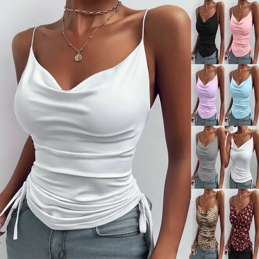 Spaghetti Strap Tops V-neck Camisole Shirts Women Summer Clothes - Beyond Trends Hub 