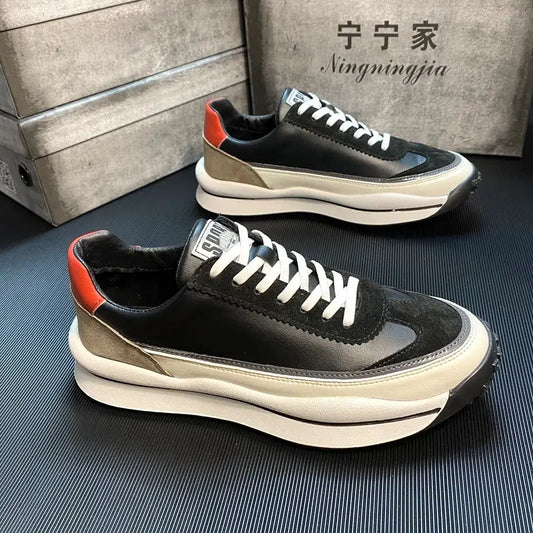 Sports And Leisure Daddy Shoes Korean Style Trend All-Match White Canvas - Black / 38 / Leather