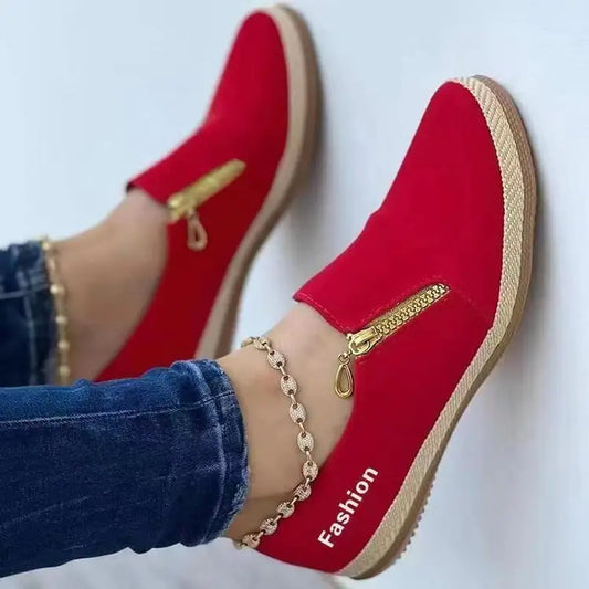 Spring And Autumn European And American Solid Color Platform Hemp Rope Canvas Shoes - Red / 35size - 4