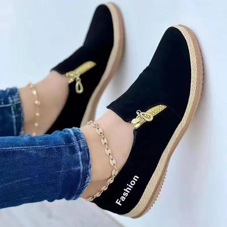 Spring And Autumn European And American Solid Color Platform Hemp Rope Canvas Shoes - Black / 35size - 4