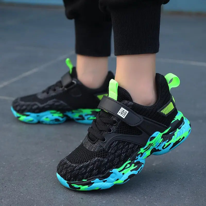 Spring And Summer Mesh Children’s Sports Shoes Non-slip Boys Shoes - Green / 29