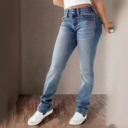 Spring And Summer New Women's Stretch Washed High Waist Jeans Casual Jeans Beyond Trends Hub