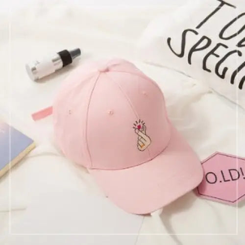 Spring And Summer Wild Men And Women Embroidered Caps Curved Visor Couple Baseball - Pink2 / Love ringing