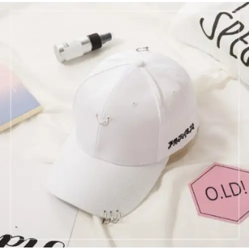 Spring And Summer Wild Men And Women Embroidered Caps Curved Visor Couple Baseball - White1 / 3 iron ring