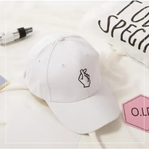 Spring And Summer Wild Men And Women Embroidered Caps Curved Visor Couple Baseball - White5 / Ring finger