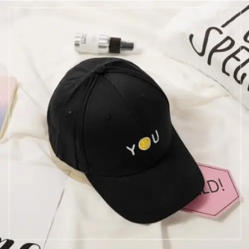 Spring And Summer Wild Men And Women Embroidered Caps Curved Visor Couple Baseball - Black4 / Y smiley face U