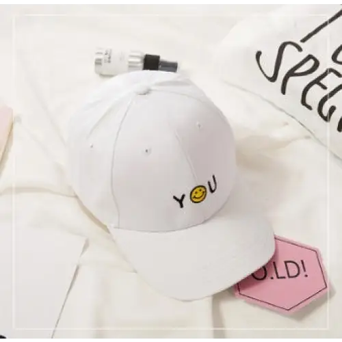 Spring And Summer Wild Men And Women Embroidered Caps Curved Visor Couple Baseball - White4 / Y smiley face U