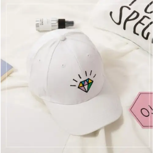 Spring And Summer Wild Men And Women Embroidered Caps Curved Visor Couple Baseball - White10 / Diamond