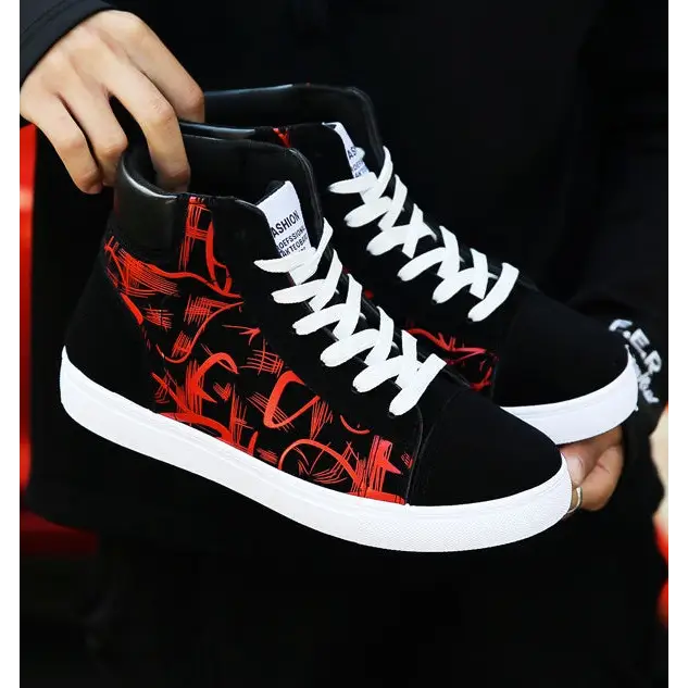 Spring high top shoes Korean Edition men’’s shoes - Red / 42