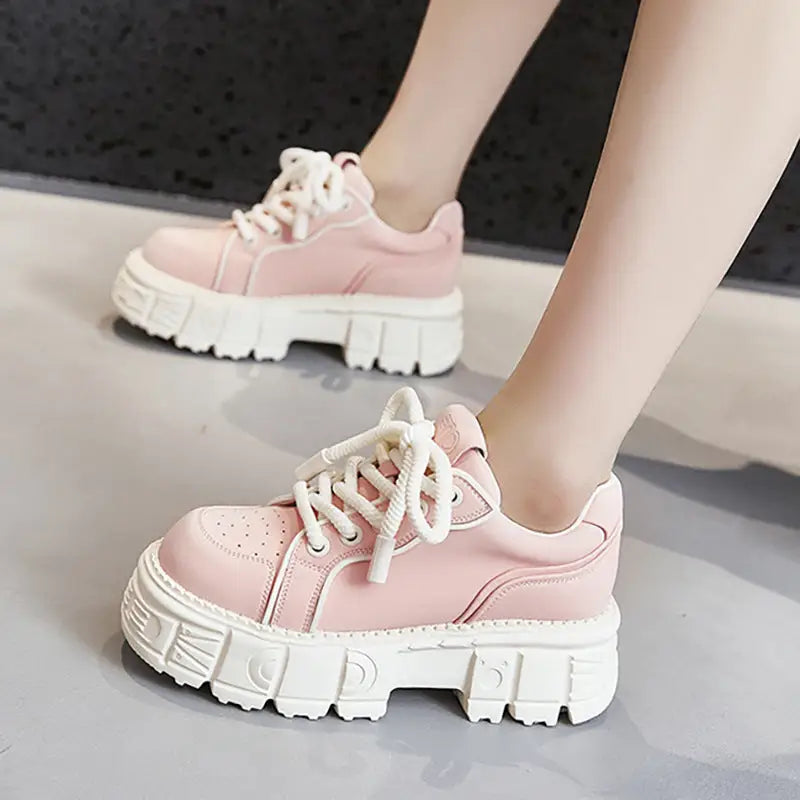 Spring Muffin Bottom Fashion All-match Height Increasing Casual Leather Shoes Beyond Trends Hub