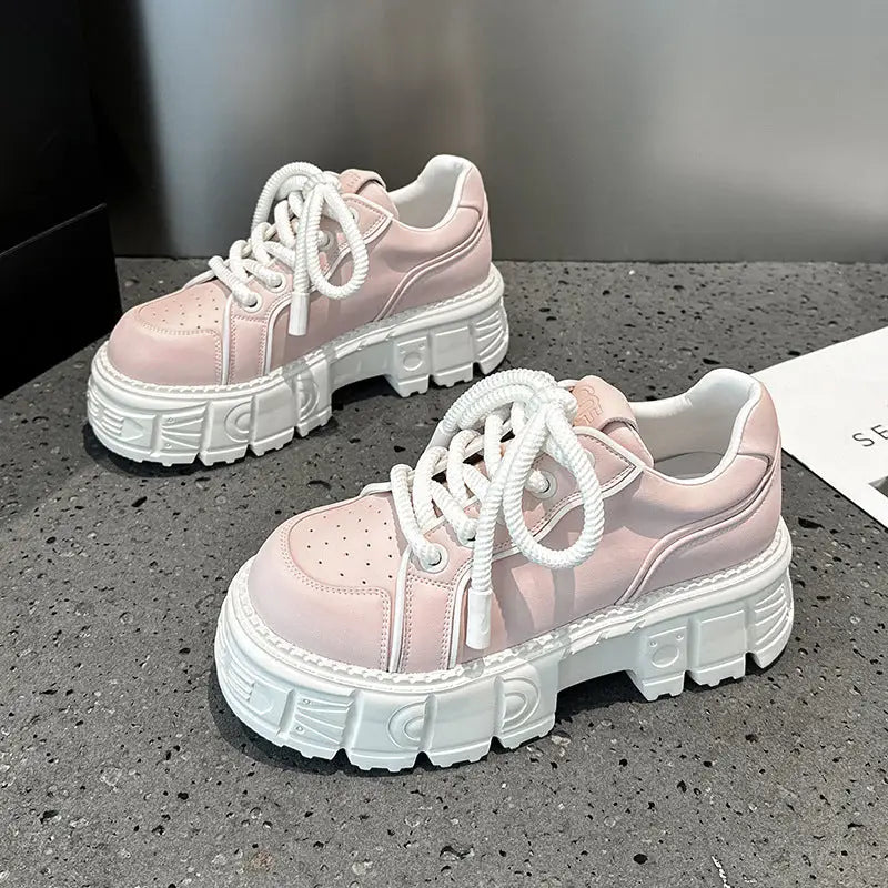 Spring Muffin Bottom Fashion All-match Height Increasing Casual Leather Shoes Beyond Trends Hub