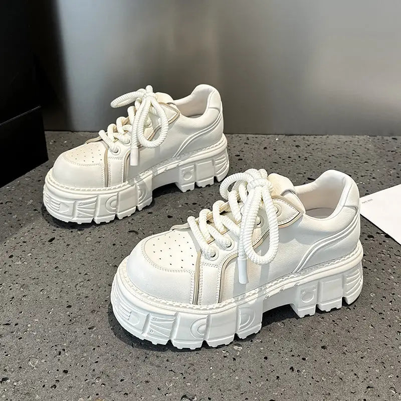 Spring Muffin Bottom Fashion All-match Height Increasing Casual Leather Shoes Beyond Trends Hub