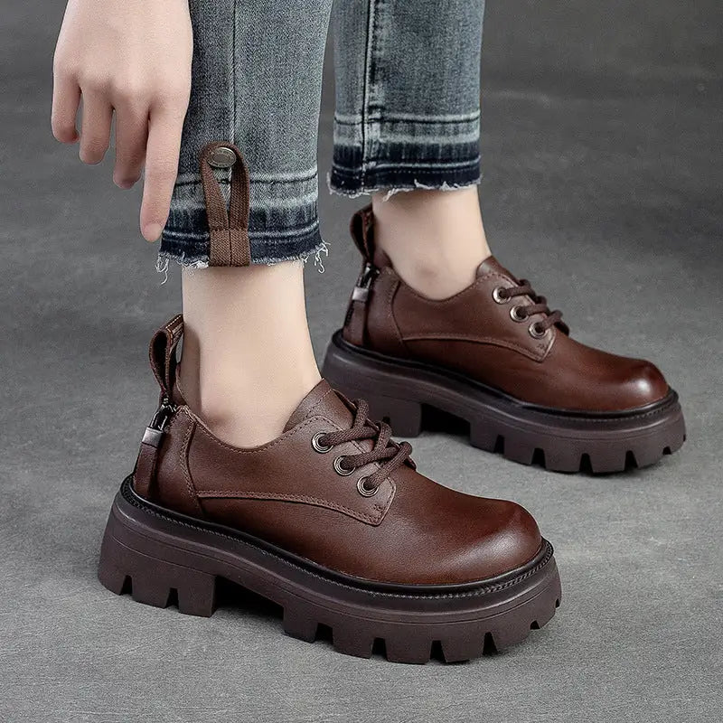 Spring NEW Back Zipper Low Top Mori Style Casual Retro Style Loafers Muffin Bottom Shoes Beyond Trends Hub