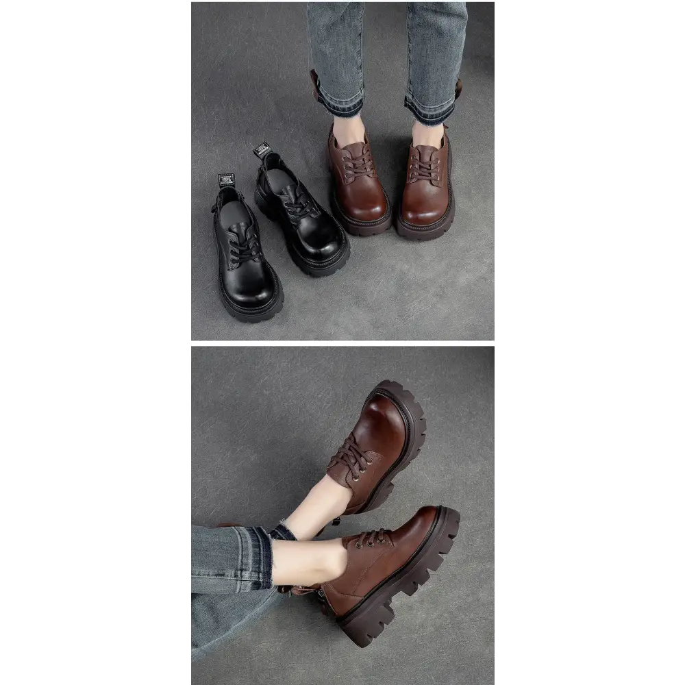 Spring NEW Back Zipper Low Top Mori Style Casual Retro Style Loafers Muffin Bottom Shoes Beyond Trends Hub