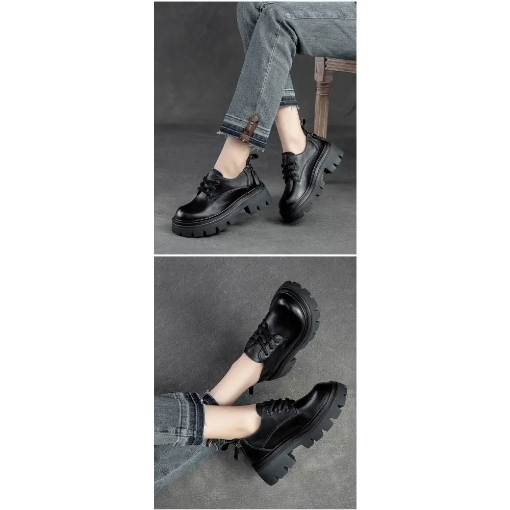 Spring NEW Back Zipper Low Top Mori Style Casual Retro Style Loafers Muffin Bottom Shoes Beyond Trends Hub