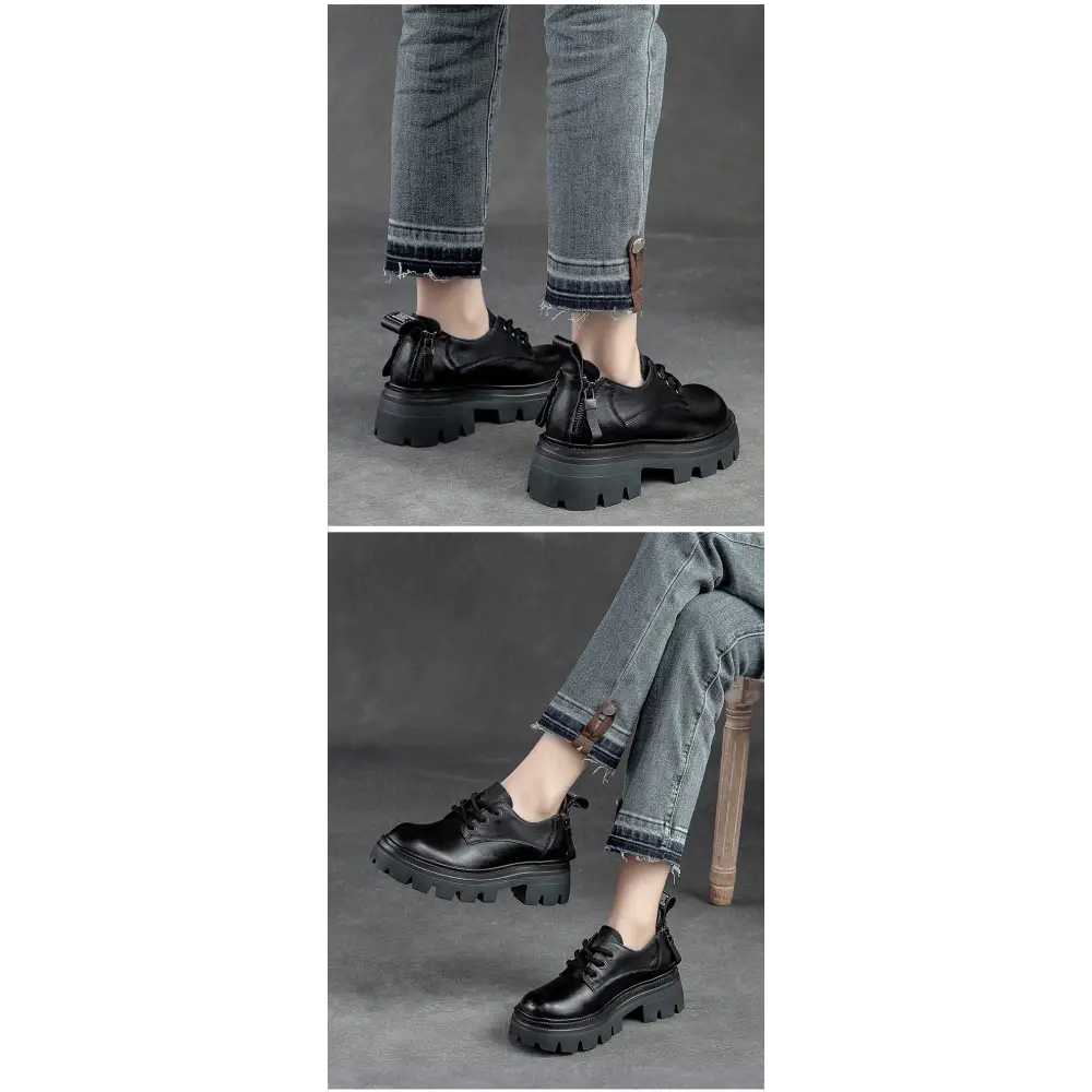 Spring NEW Back Zipper Low Top Mori Style Casual Retro Style Loafers Muffin Bottom Shoes Beyond Trends Hub