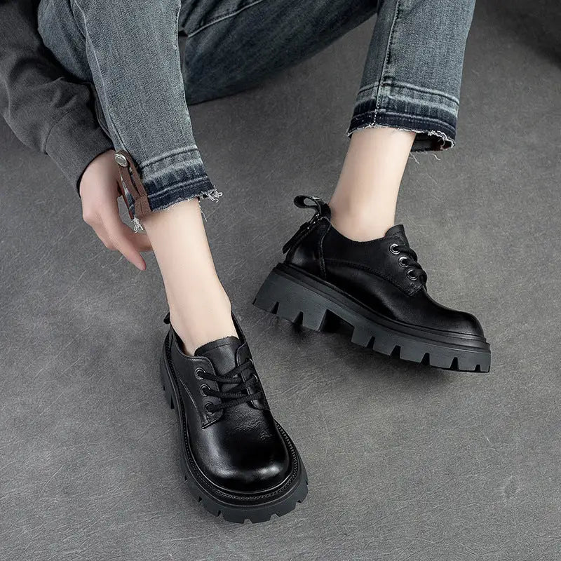 Spring NEW Back Zipper Low Top Mori Style Casual Retro Style Loafers Muffin Bottom Shoes Beyond Trends Hub