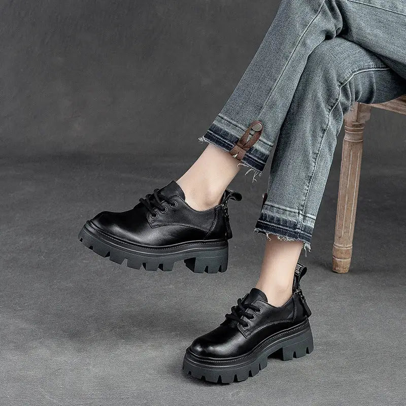 Spring NEW Back Zipper Low Top Mori Style Casual Retro Style Loafers Muffin Bottom Shoes Beyond Trends Hub