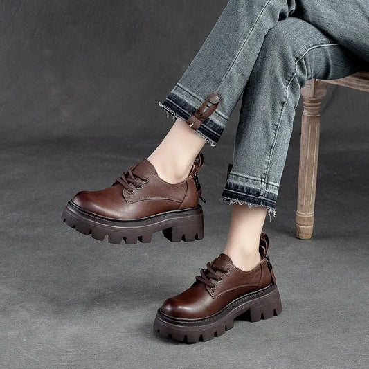 Spring NEW Back Zipper Low Top Mori Style Casual Retro Style Loafers Muffin Bottom Shoes Beyond Trends Hub