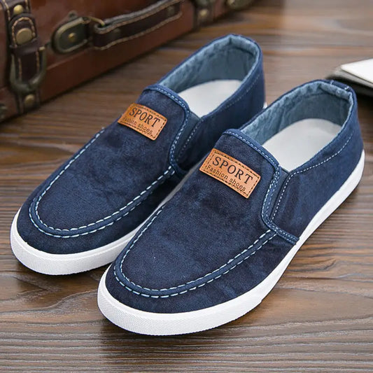 Spring Sports Casual Shoes Men’s Shoes One Pedal Canvas Shoes - Dark Blue / 38