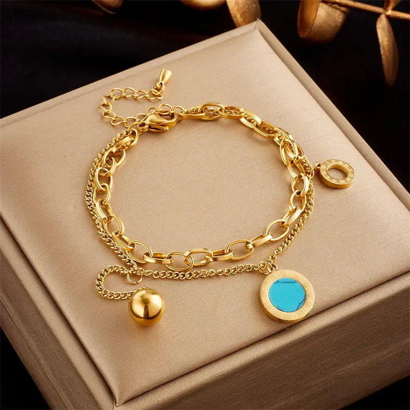 Stainless Steel Gold Plated Punk Fashion Double Layer Bracelet For Women Girl Snake Chain Party Luxury Jewelry Beyond Trends Hub