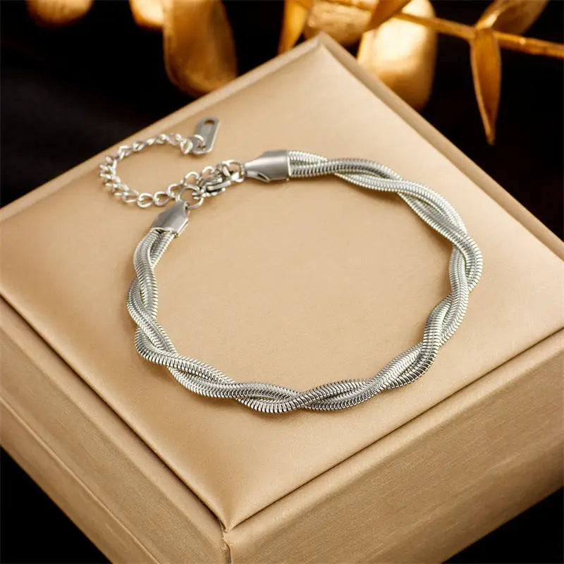 Stainless Steel Gold Plated Punk Fashion Double Layer Bracelet For Women Girl Snake Chain Party Luxury Jewelry Beyond Trends Hub