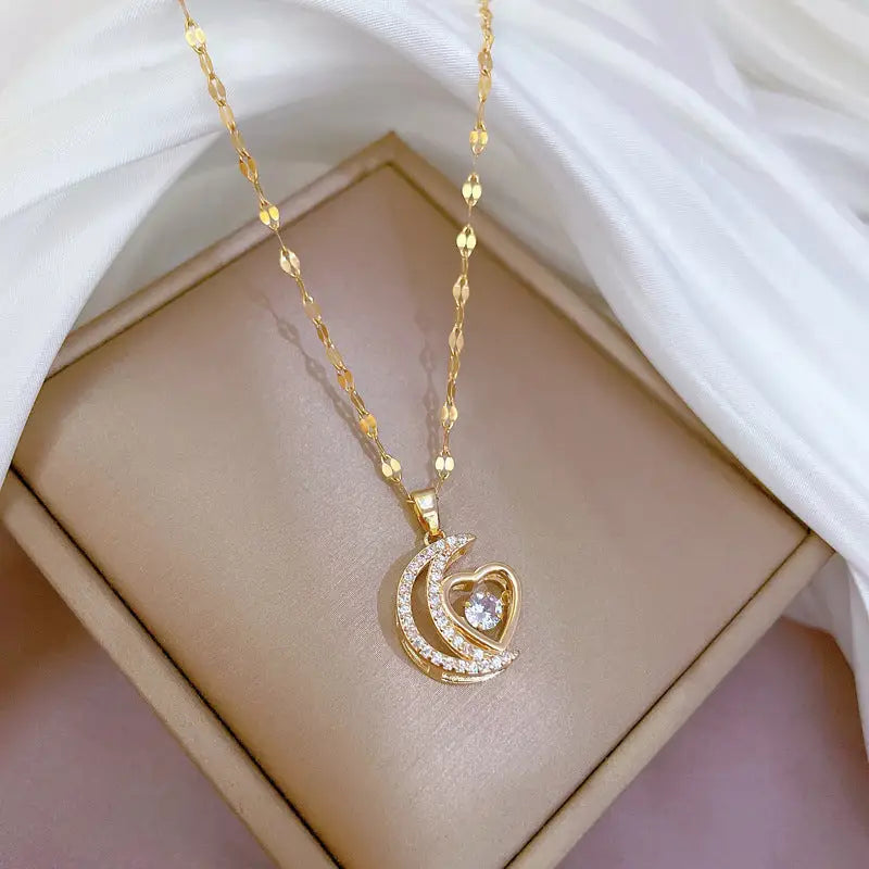 Stainless Steel Starry Sky Planet Astronaut Necklace For Women Light Luxurious Temperament Star Metal Chain Jewelry Gift Beyond Trends Hub