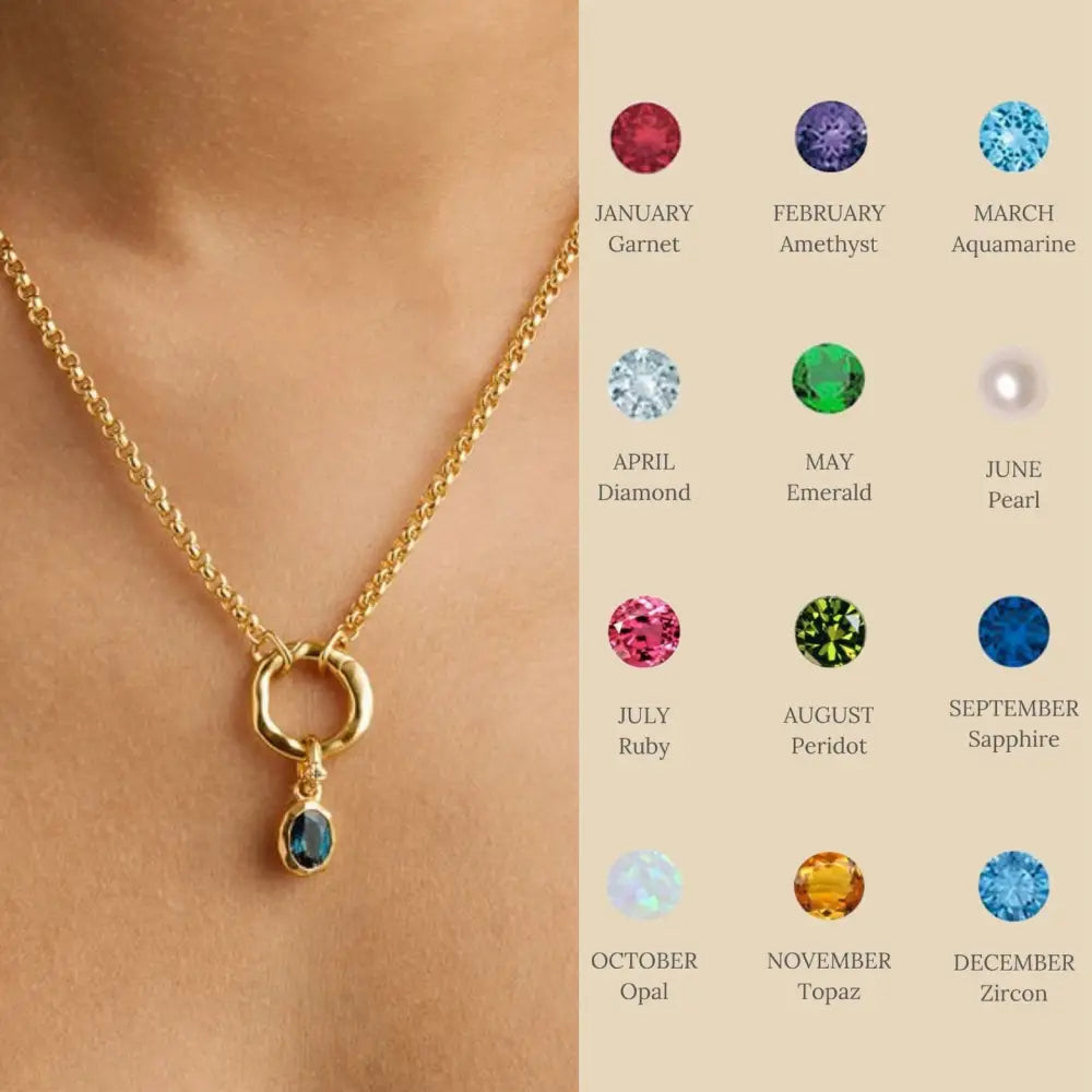 Stainless Steel Twelve Birthday Stone Necklace 12 Birthday Stone Love Pendant Moon Stone Women's Gift Jewelry Beyond Trends Hub
