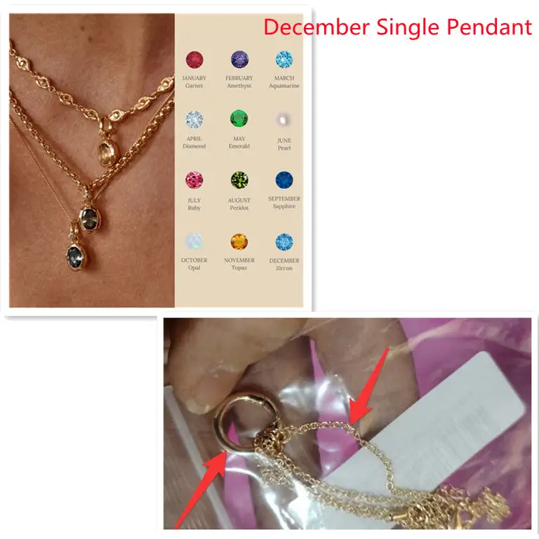 Stainless Steel Twelve Birthday Stone Necklace 12 Birthday Stone Love Pendant Moon Stone Women's Gift Jewelry Beyond Trends Hub