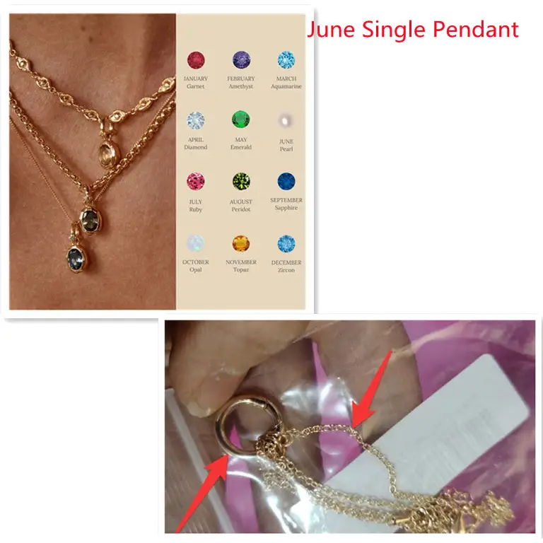 Stainless Steel Twelve Birthday Stone Necklace 12 Birthday Stone Love Pendant Moon Stone Women's Gift Jewelry Beyond Trends Hub