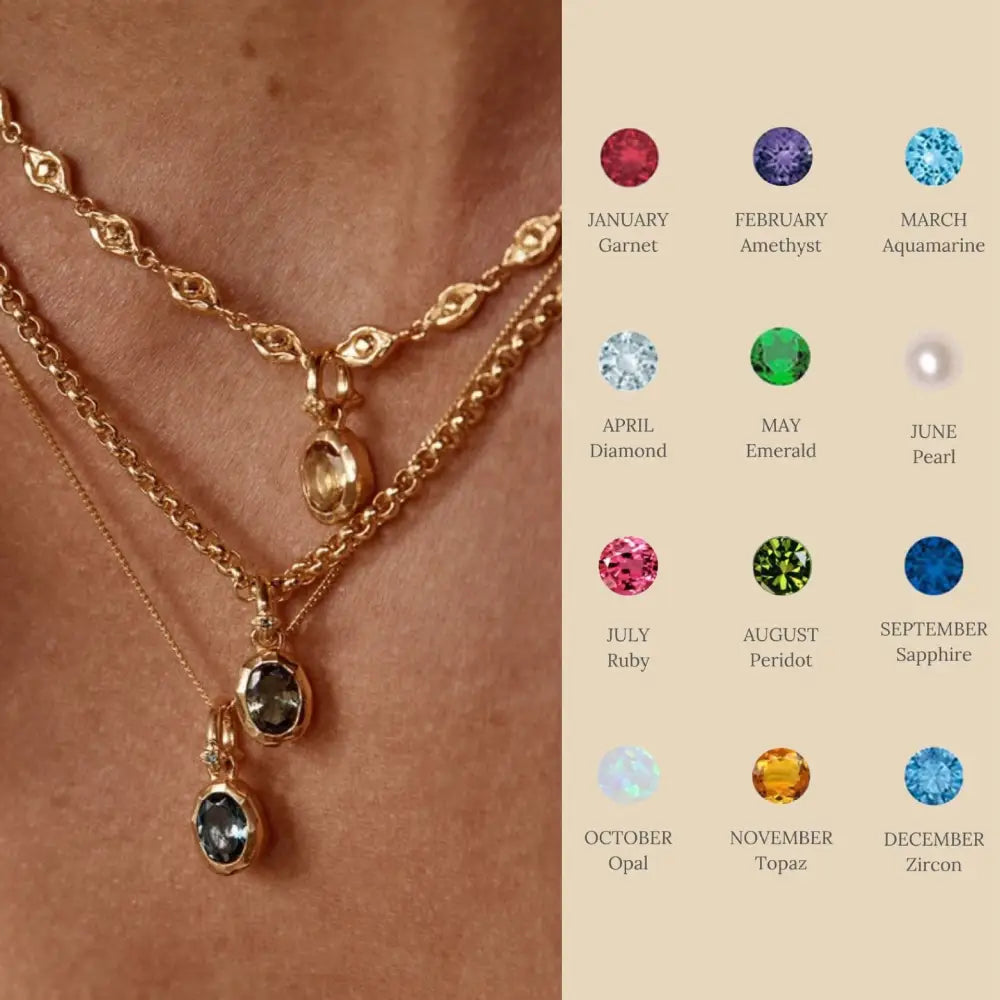 Stainless Steel Twelve Birthday Stone Necklace 12 Birthday Stone Love Pendant Moon Stone Women's Gift Jewelry Beyond Trends Hub